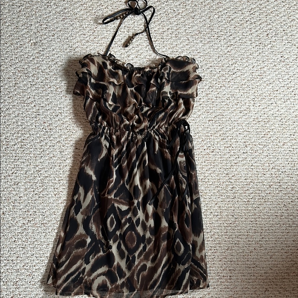 Arden B Brown Patterned Women's Halter Dress